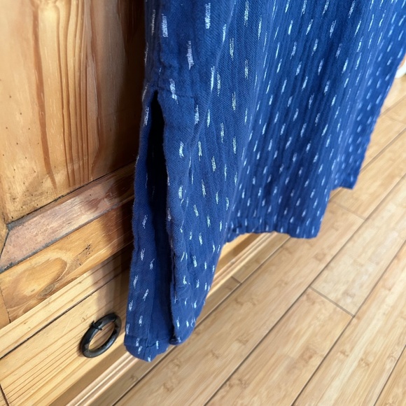 Faherty Atlantic Ave Dress V Neck Blue Shadow 100% Organic Cotton Size Large - Picture 3 of 8